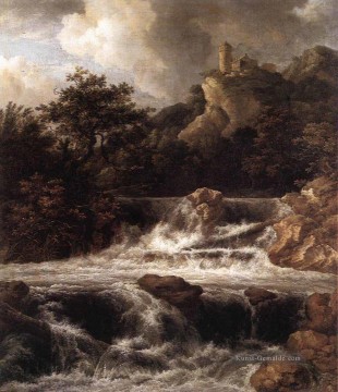  felsen - Wasserfall Mit Schloss Errichtet auf dem Fels Jacob van Ruisdael Isaakszoon